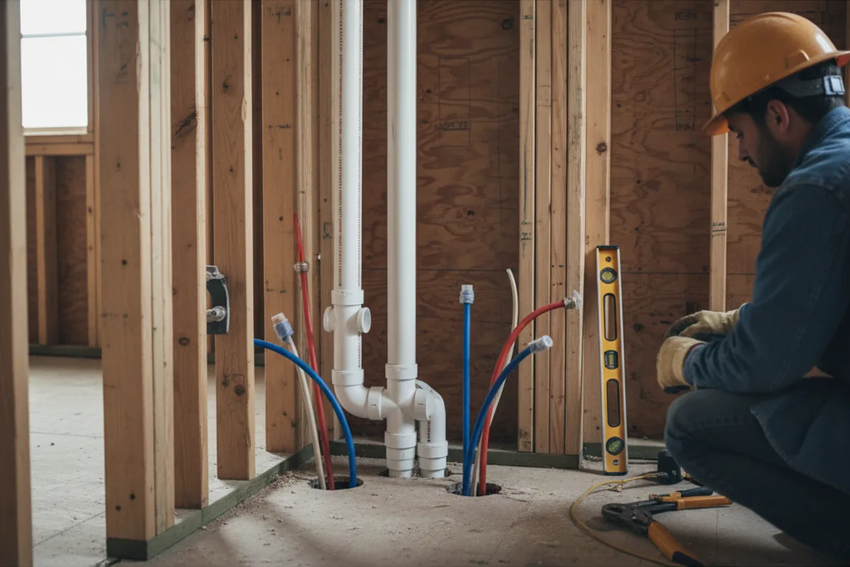 Drain and supply rough-in during Toilet Repair and Installation in Echo