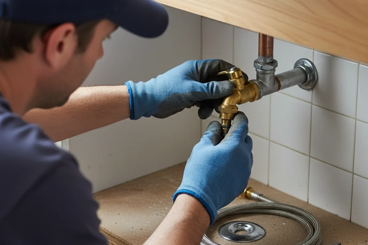 Shutoff valve and fitting work during Faucet and Fixture Repair in Echo